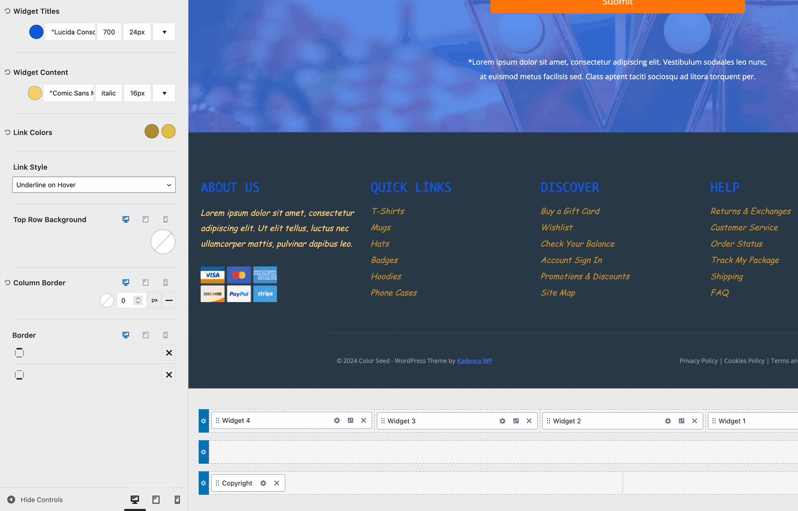 Footer Design Settings